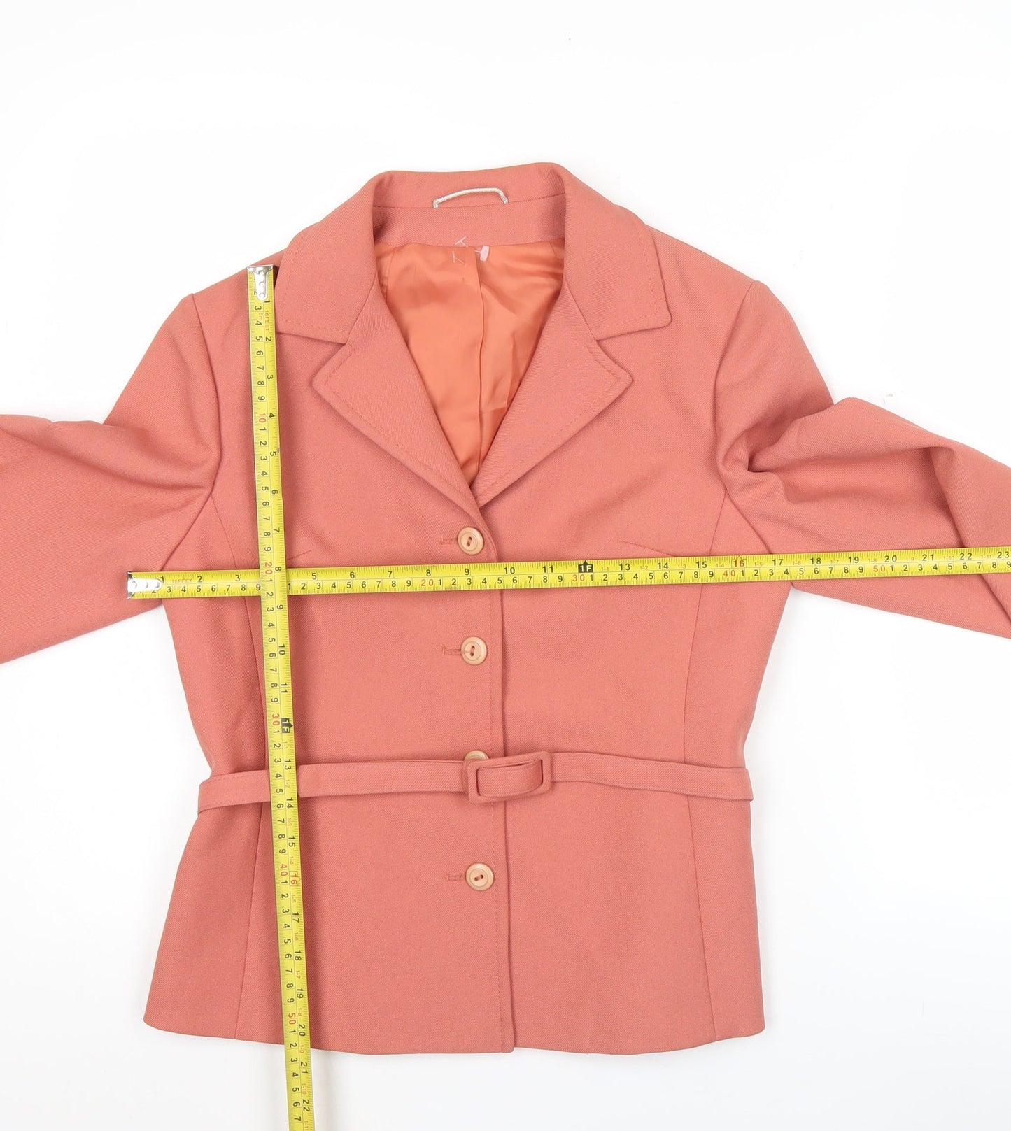 Enstex Womens Pink Size 10 Belted Blazer Jacket Single Breasted