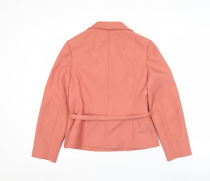 Enstex Womens Pink Size 10 Belted Blazer Jacket Single Breasted