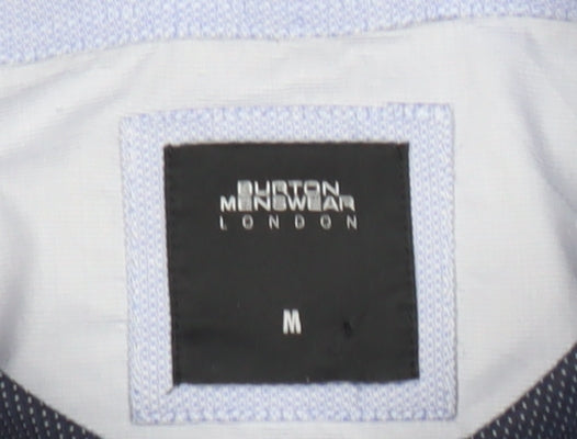 Burton Menswear London Men's Blue Slim Fit Short Sleeve Button-Up Shirt M