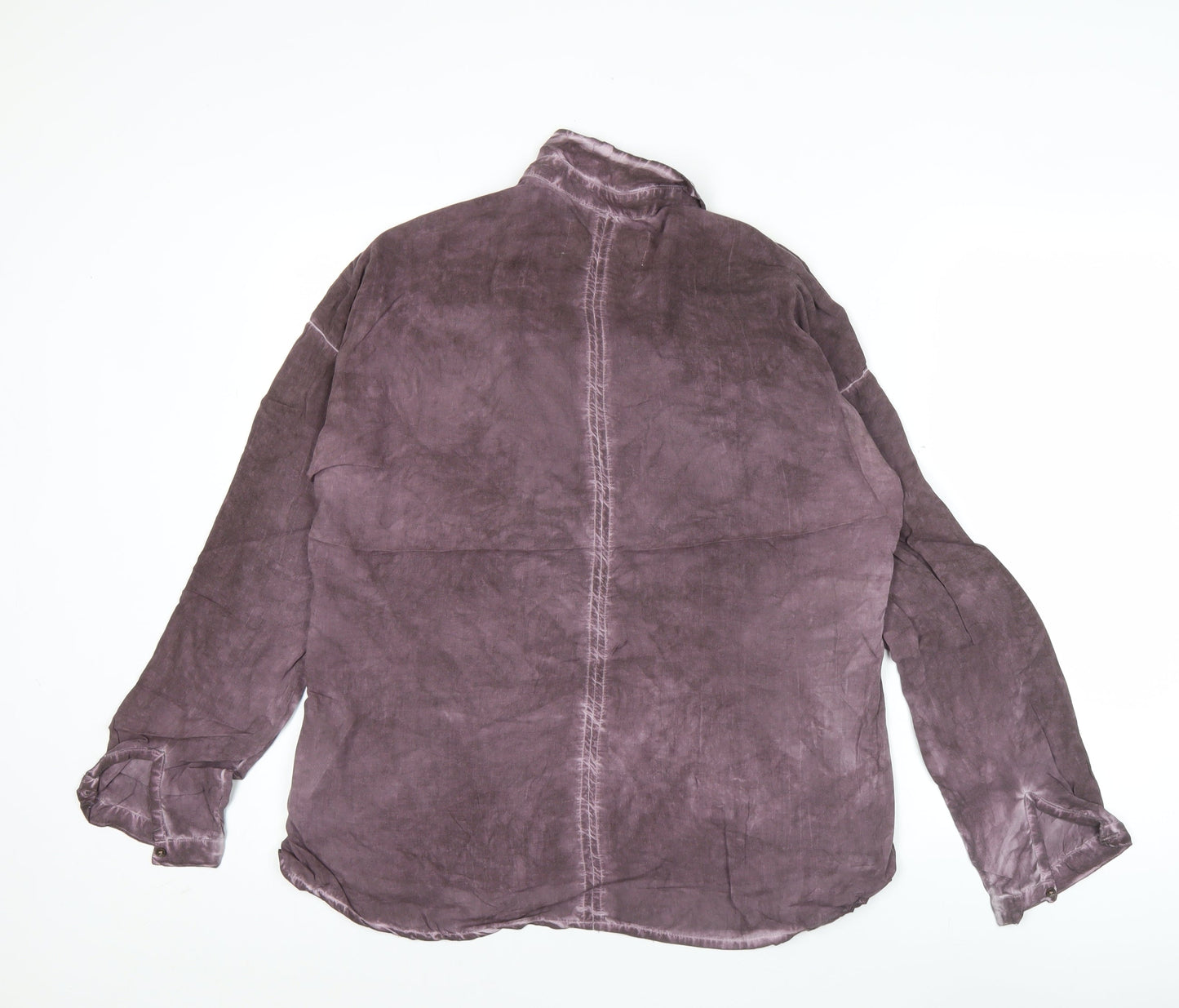 Garcia Jeans Womens Purple Beaded Collar Tunic Button-Up Shirt M