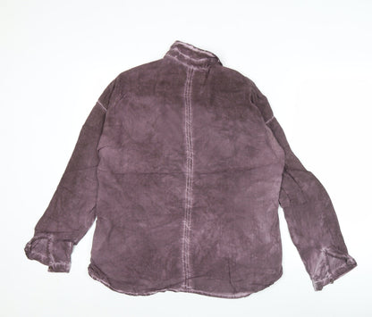 Garcia Jeans Womens Purple Beaded Collar Tunic Button-Up Shirt M
