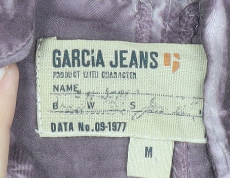 Garcia Jeans Womens Purple Beaded Collar Tunic Button-Up Shirt M