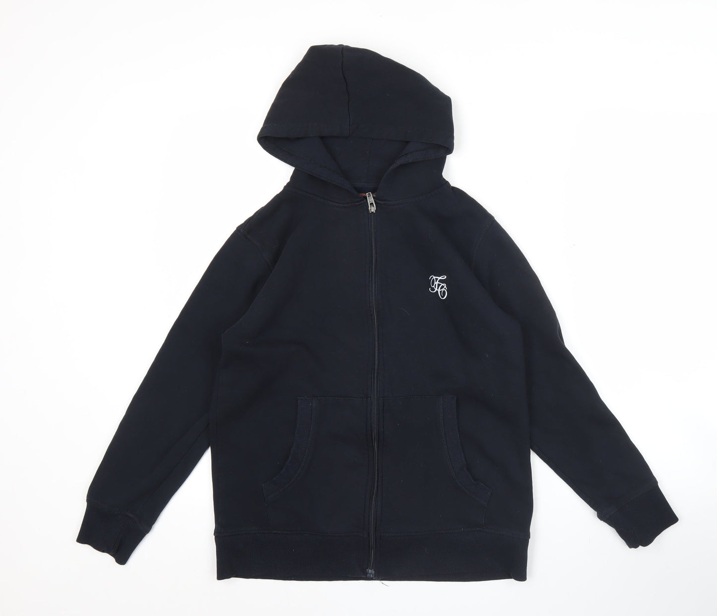 French Connection Girls Black Full Zip Hoodie 13-14Y Cotton Blend