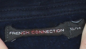 French Connection Girls Black Full Zip Hoodie 13-14Y Cotton Blend