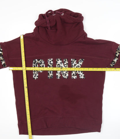 Victoria's Secret PINK Womens Burgundy Sequin Hoodie Size S