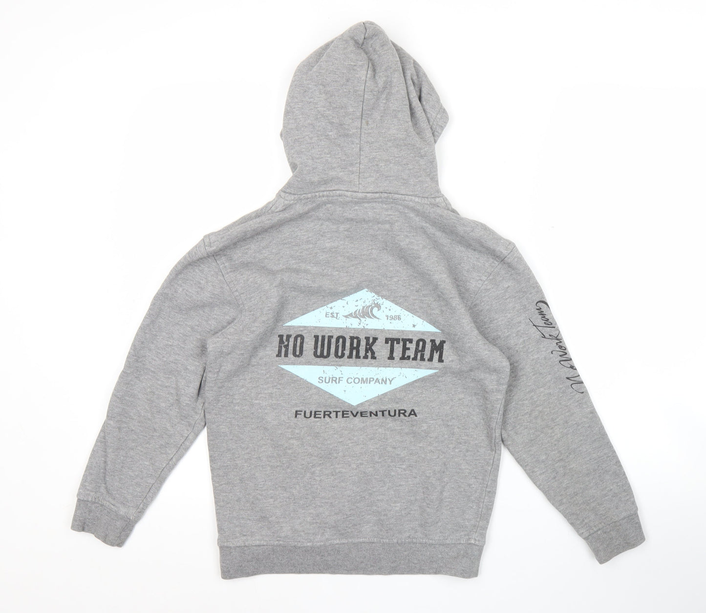 No Work Team Unisex Kids Grey Pullover Hoodie 10 Years Surf Graphic