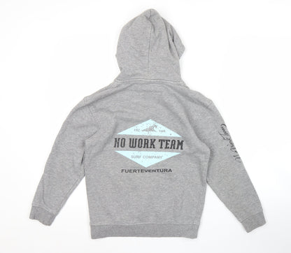 No Work Team Unisex Kids Grey Pullover Hoodie 10 Years Surf Graphic