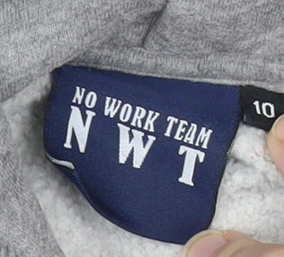No Work Team Unisex Kids Grey Pullover Hoodie 10 Years Surf Graphic