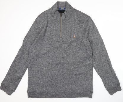 Ralph Lauren Men’s Grey 2XL Knit Mock Neck Half Zip Jumper