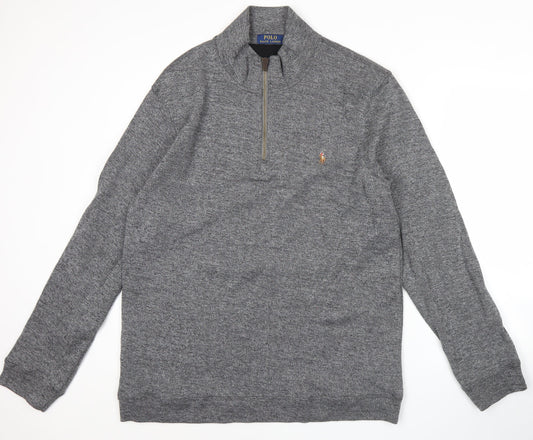 Ralph Lauren Men’s Grey 2XL Knit Mock Neck Half Zip Jumper
