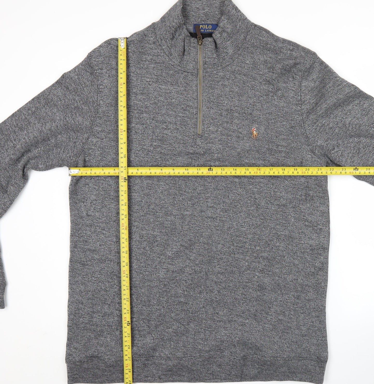 Ralph Lauren Men’s Grey 2XL Knit Mock Neck Half Zip Jumper