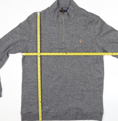 Ralph Lauren Men’s Grey 2XL Knit Mock Neck Half Zip Jumper