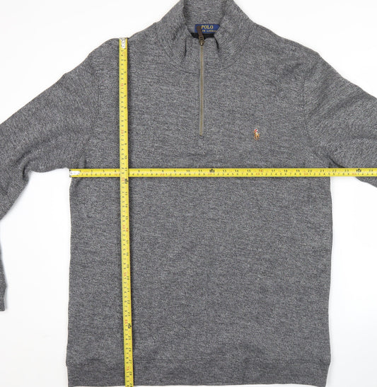 Ralph Lauren Men’s Grey 2XL Knit Mock Neck Half Zip Jumper