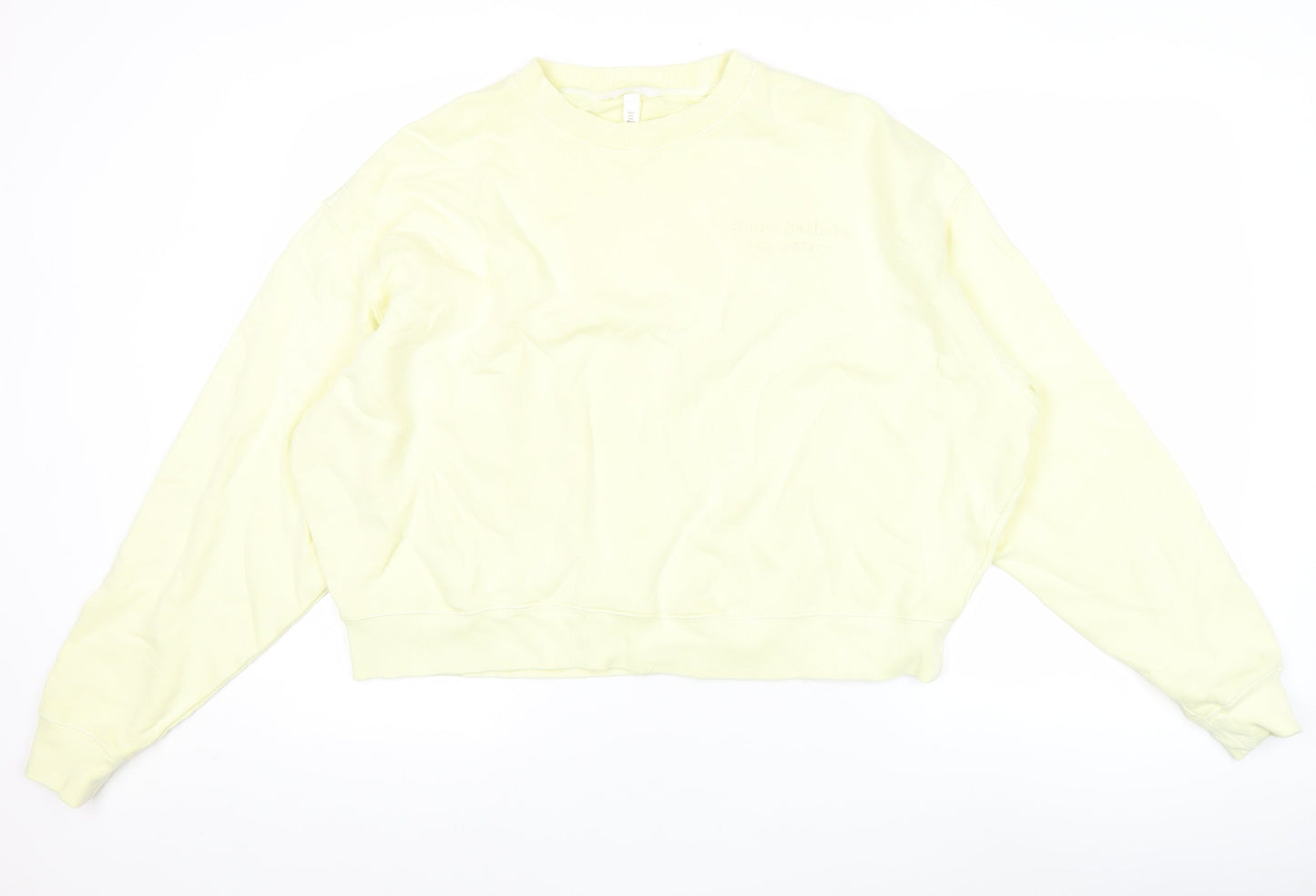 Women’s Yellow Pullover Sweatshirt Crew Neck Cotton Size 8 Relaxed Fit