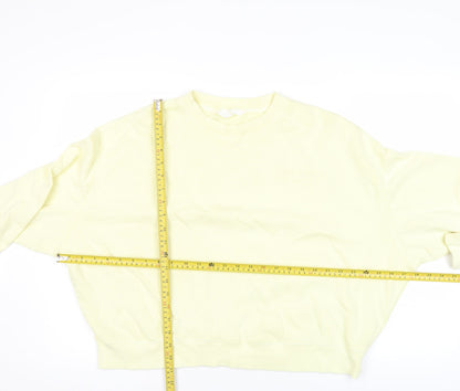 Women’s Yellow Pullover Sweatshirt Crew Neck Cotton Size 8 Relaxed Fit