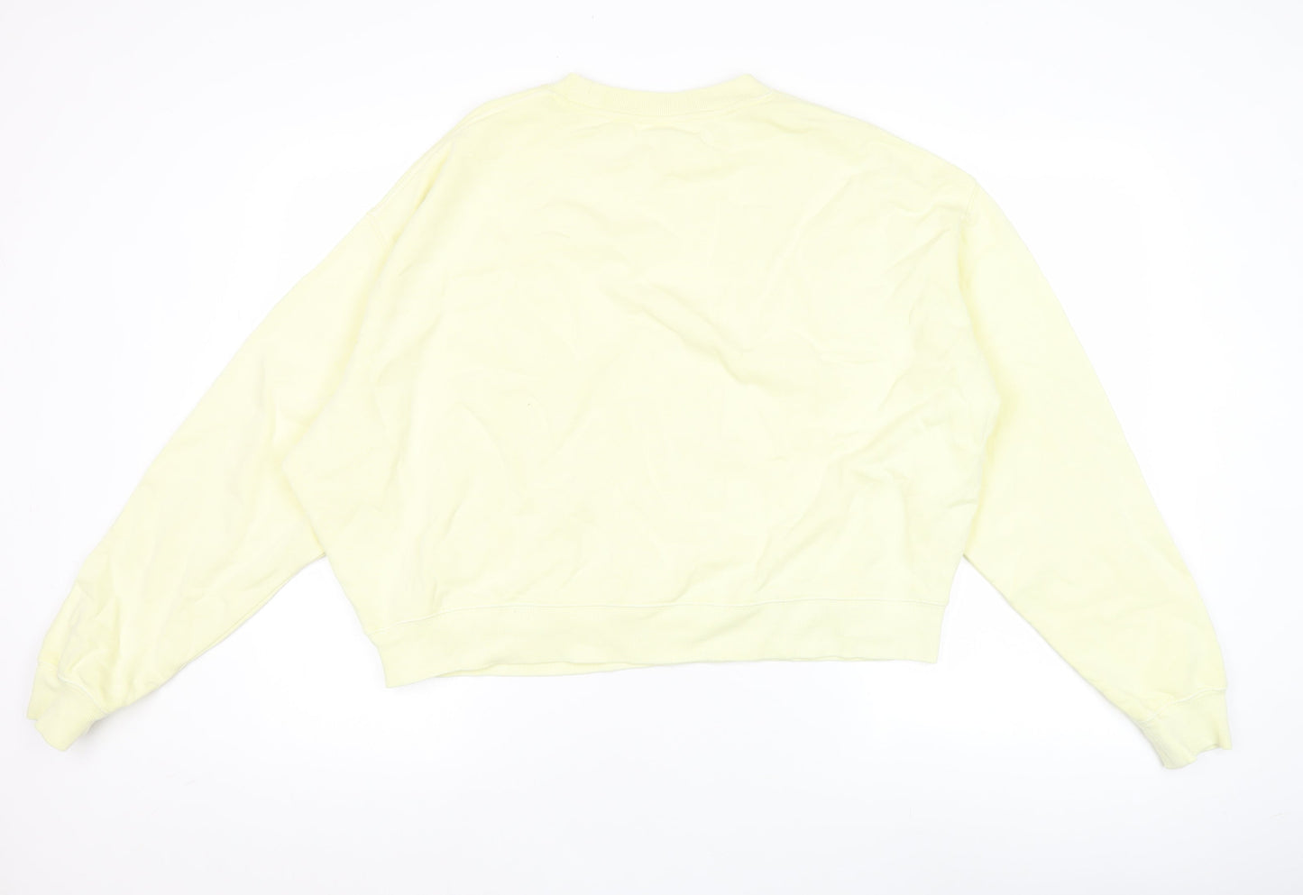 Women’s Yellow Pullover Sweatshirt Crew Neck Cotton Size 8 Relaxed Fit