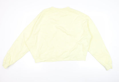 Women’s Yellow Pullover Sweatshirt Crew Neck Cotton Size 8 Relaxed Fit