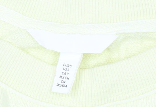 Women’s Yellow Pullover Sweatshirt Crew Neck Cotton Size 8 Relaxed Fit