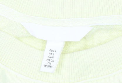Women’s Yellow Pullover Sweatshirt Crew Neck Cotton Size 8 Relaxed Fit