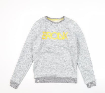 Next Boys Grey Sweatshirt 13 Years Graphic Bronx Logo Pullover Crew Neck