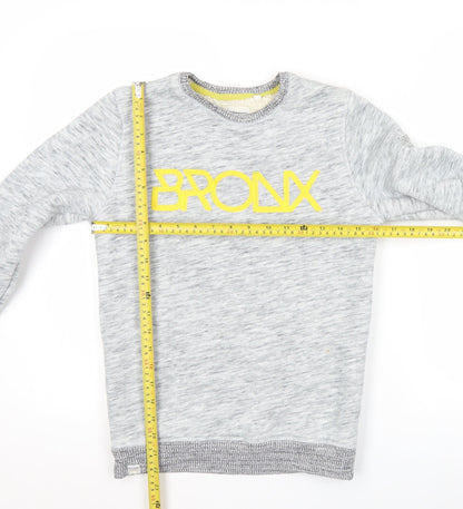 Next Boys Grey Sweatshirt 13 Years Graphic Bronx Logo Pullover Crew Neck