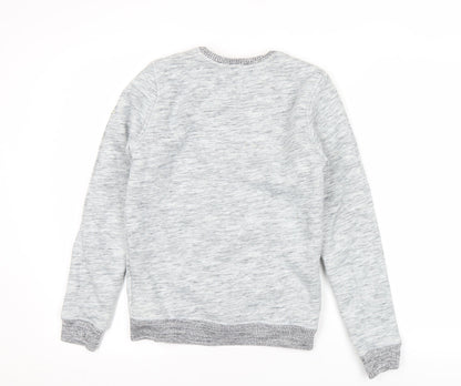 Next Boys Grey Sweatshirt 13 Years Graphic Bronx Logo Pullover Crew Neck