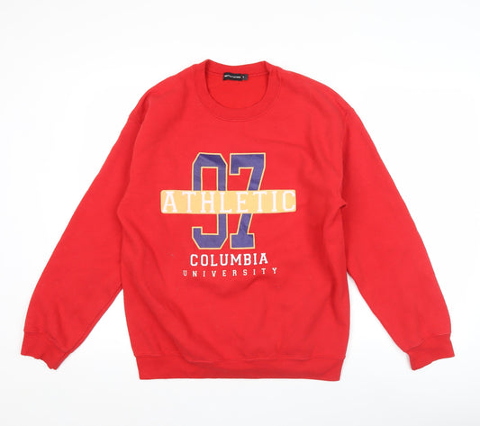 Additional front view of PRETTYLITTLETHING unisex red crew neck pullover sweatshirt s