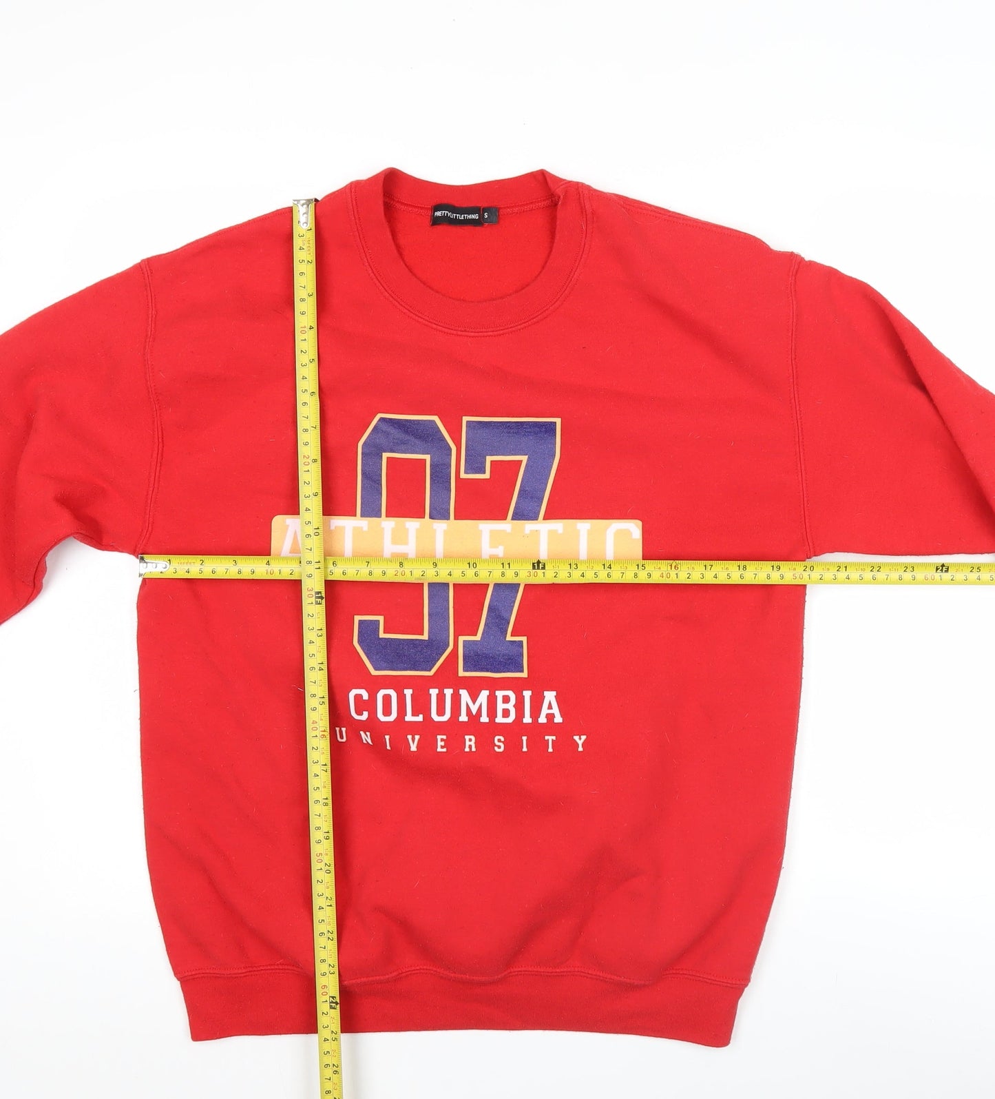 PrettyLittleThing Unisex Red Crew Neck Pullover Sweatshirt S