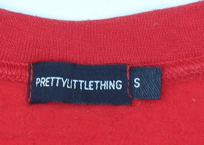 PrettyLittleThing Unisex Red Crew Neck Pullover Sweatshirt S