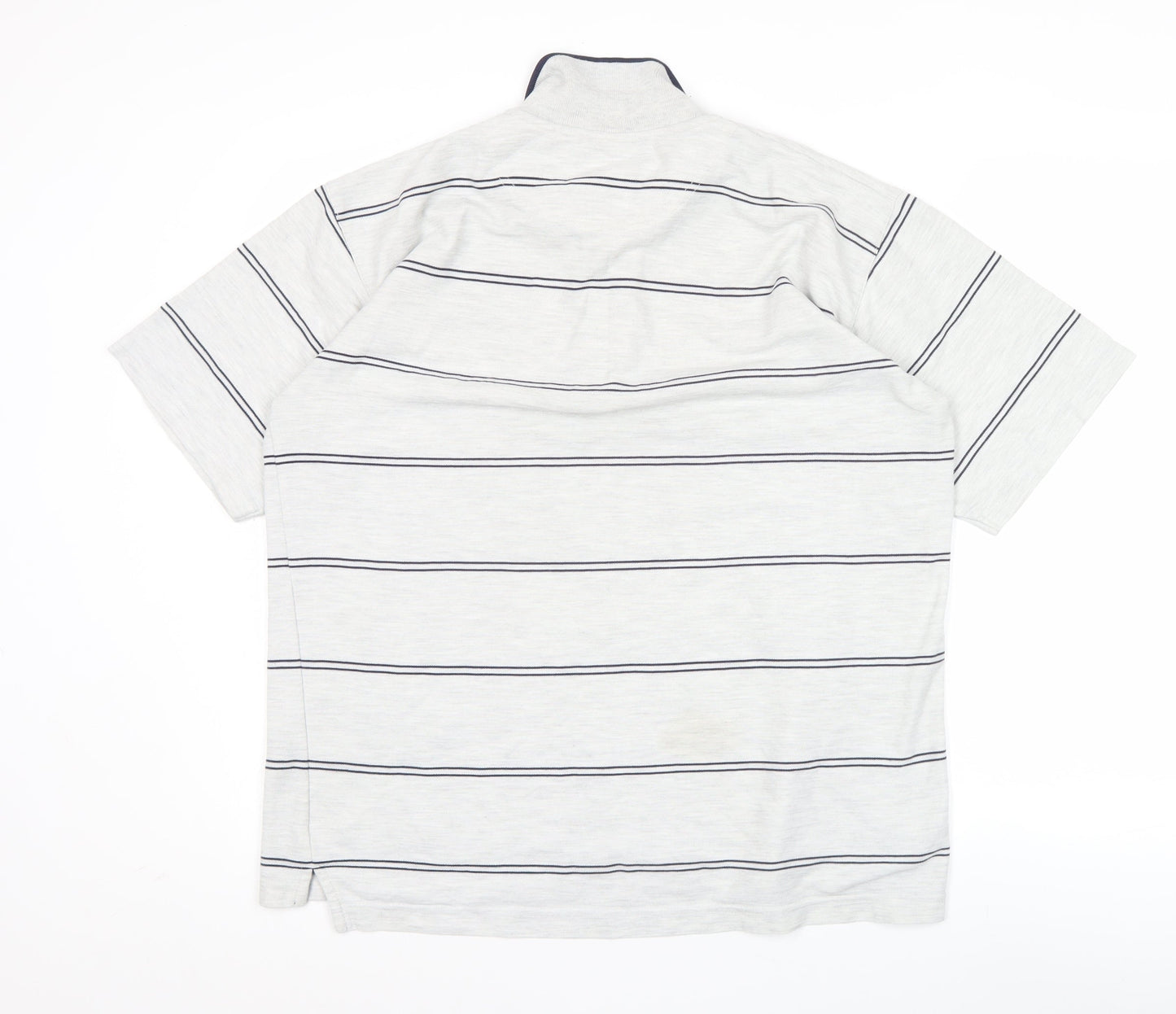 Umbro Men Grey L Polo Shirt Striped Short Sleeve Sports Casual