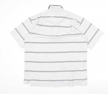 Umbro Men Grey L Polo Shirt Striped Short Sleeve Sports Casual