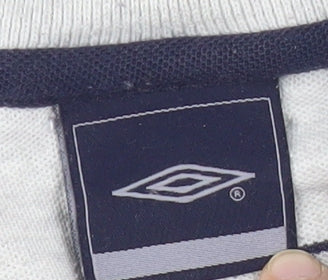 Umbro Men Grey L Polo Shirt Striped Short Sleeve Sports Casual