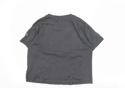 Next Girls Black Star Studded Cotton T-Shirt Age 9 Crew Neck Casual