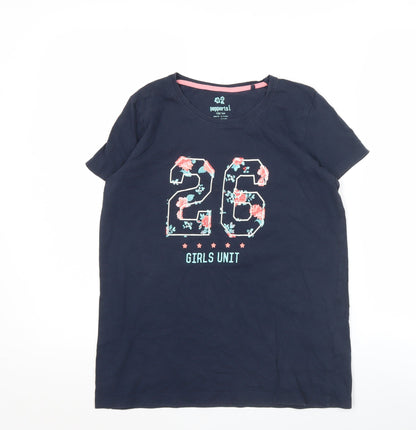 Pepperts Girls Blue 12-14Y Graphic Print Cotton T-Shirt