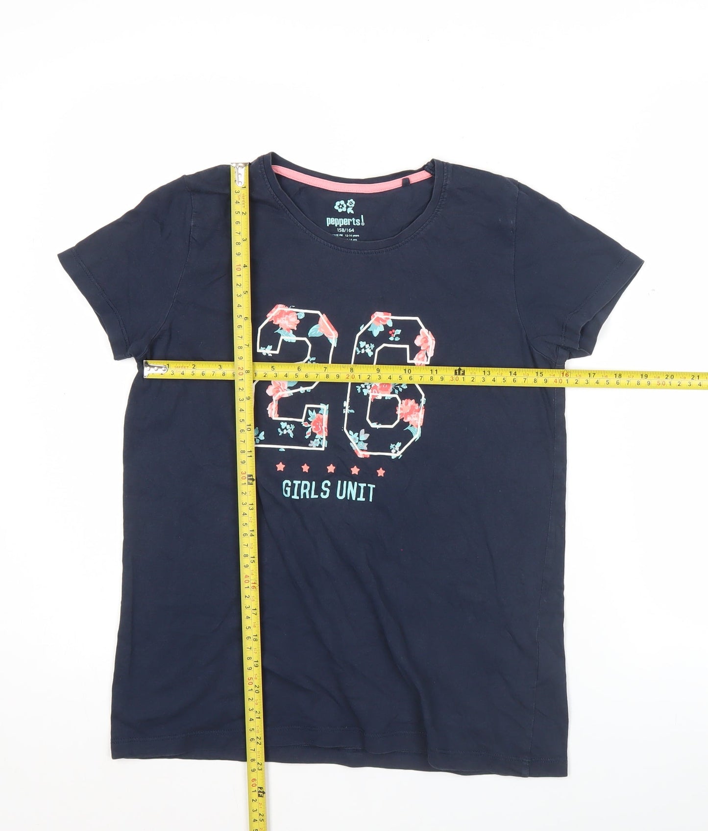 Pepperts Girls Blue 12-14Y Graphic Print Cotton T-Shirt