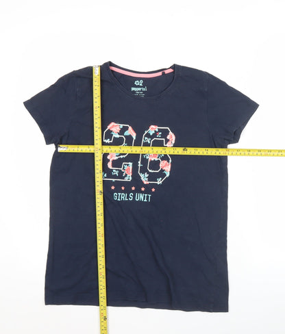 Pepperts Girls Blue 12-14Y Graphic Print Cotton T-Shirt