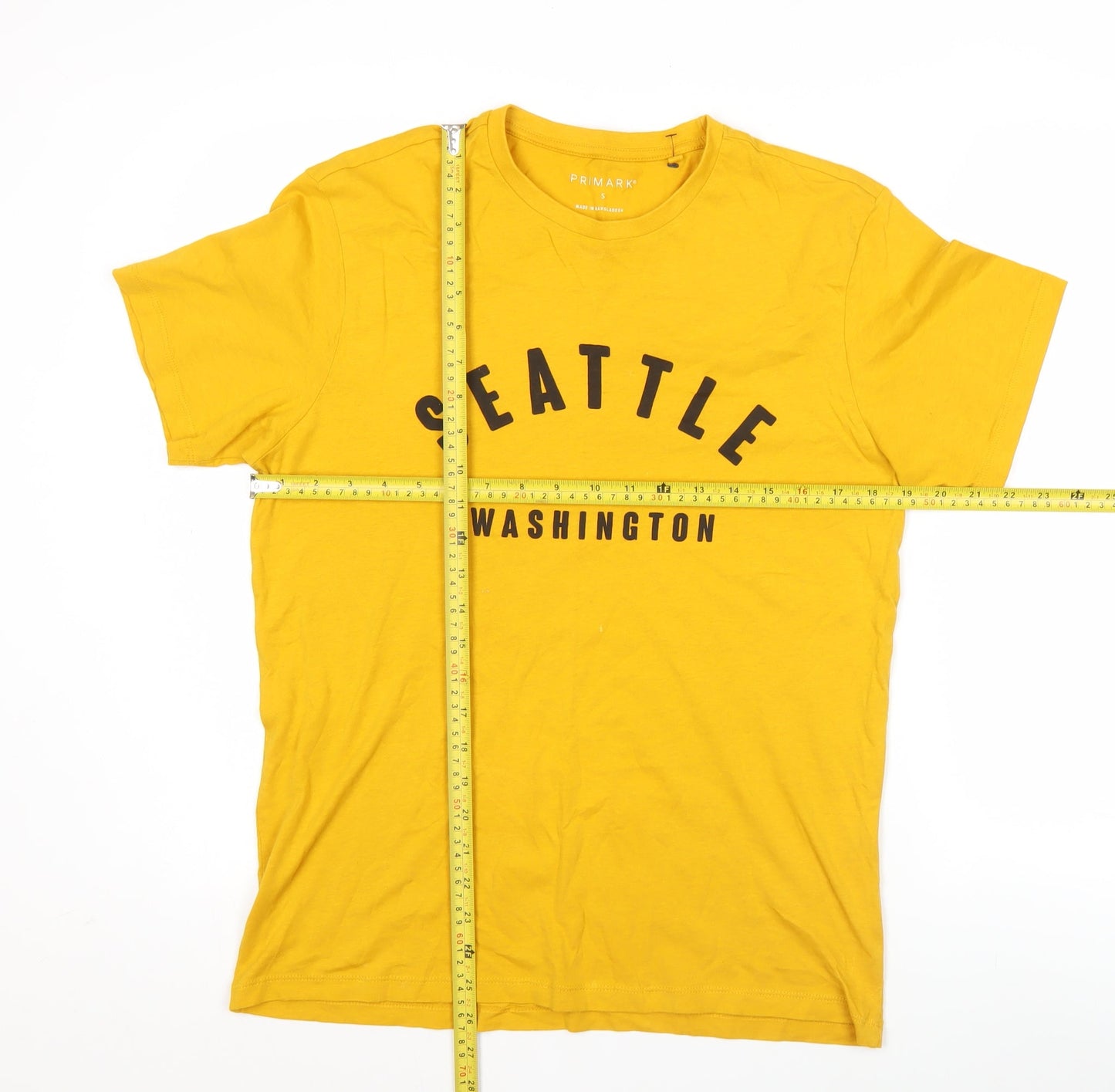 Primark Men's Yellow Seattle Washington Graphic T-Shirt Size S