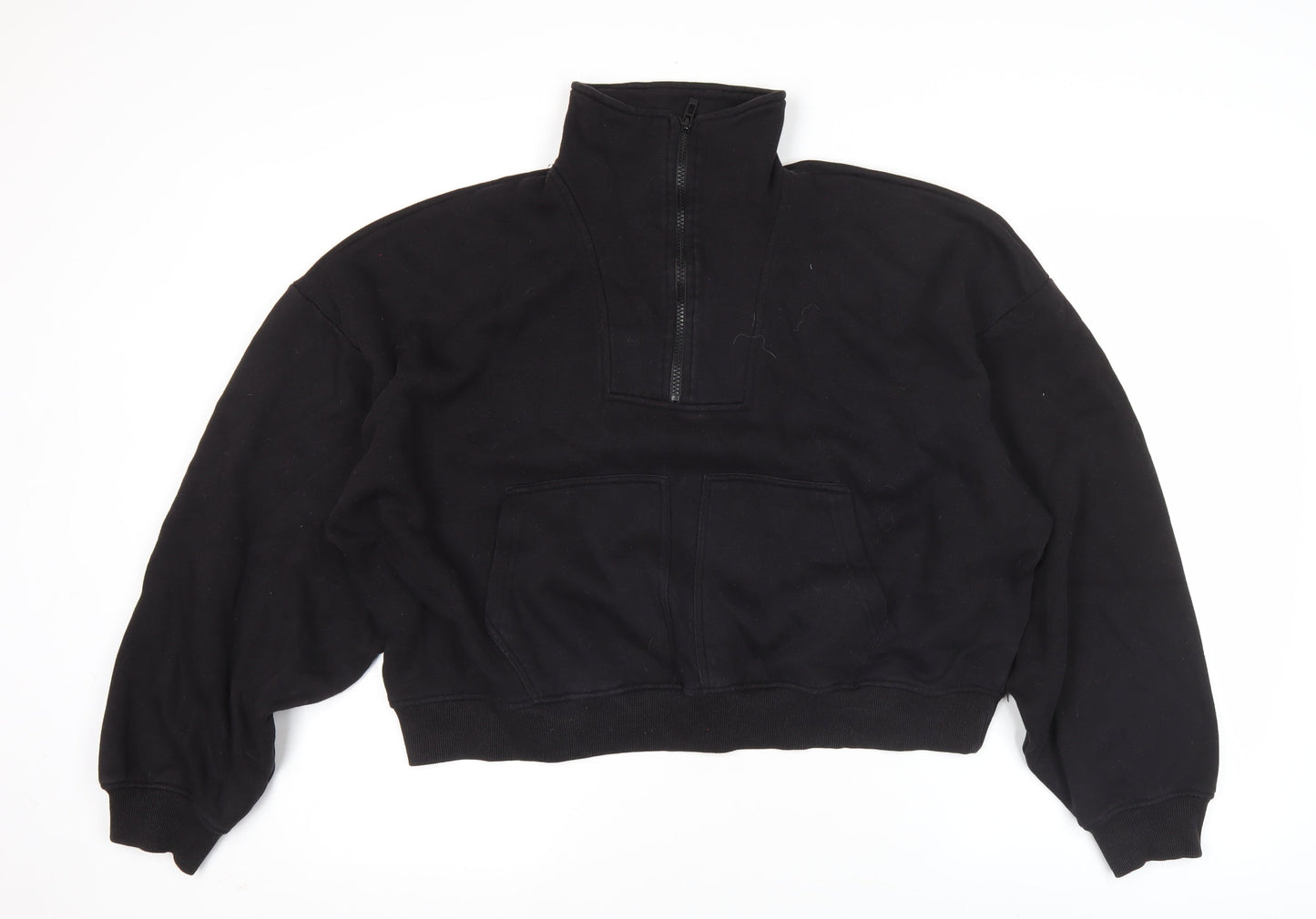 PrettyLittleThing Unisex Black M Half Zip Pullover Sweatshirt