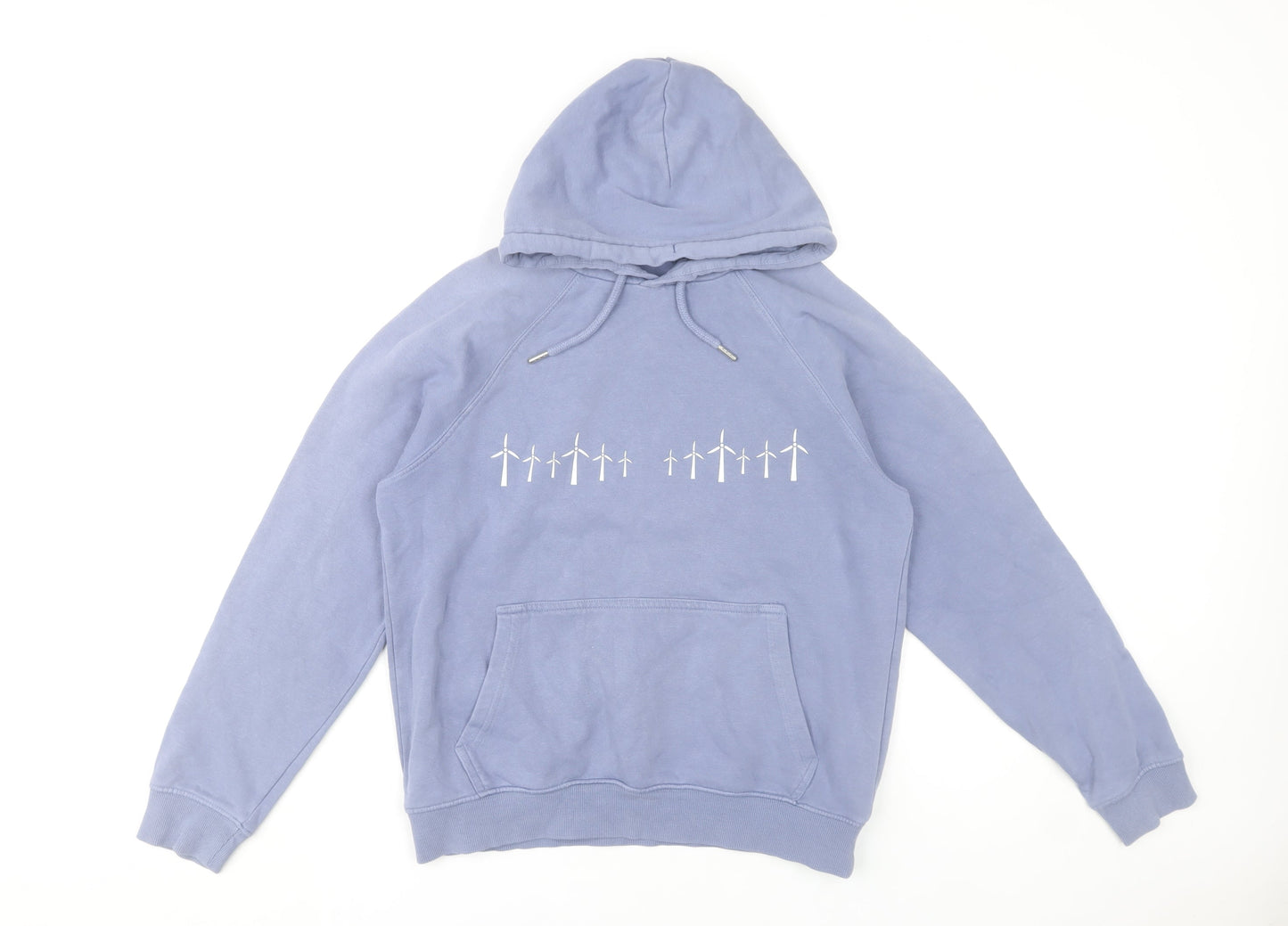 SOL'S Women's Blue XS Pullover Hoodie Wind Turbine Print