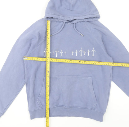 SOL'S Women's Blue XS Pullover Hoodie Wind Turbine Print