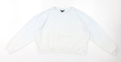 New Look Womens White Sweatshirt UK L Pullover Long Sleeve Cotton Blend