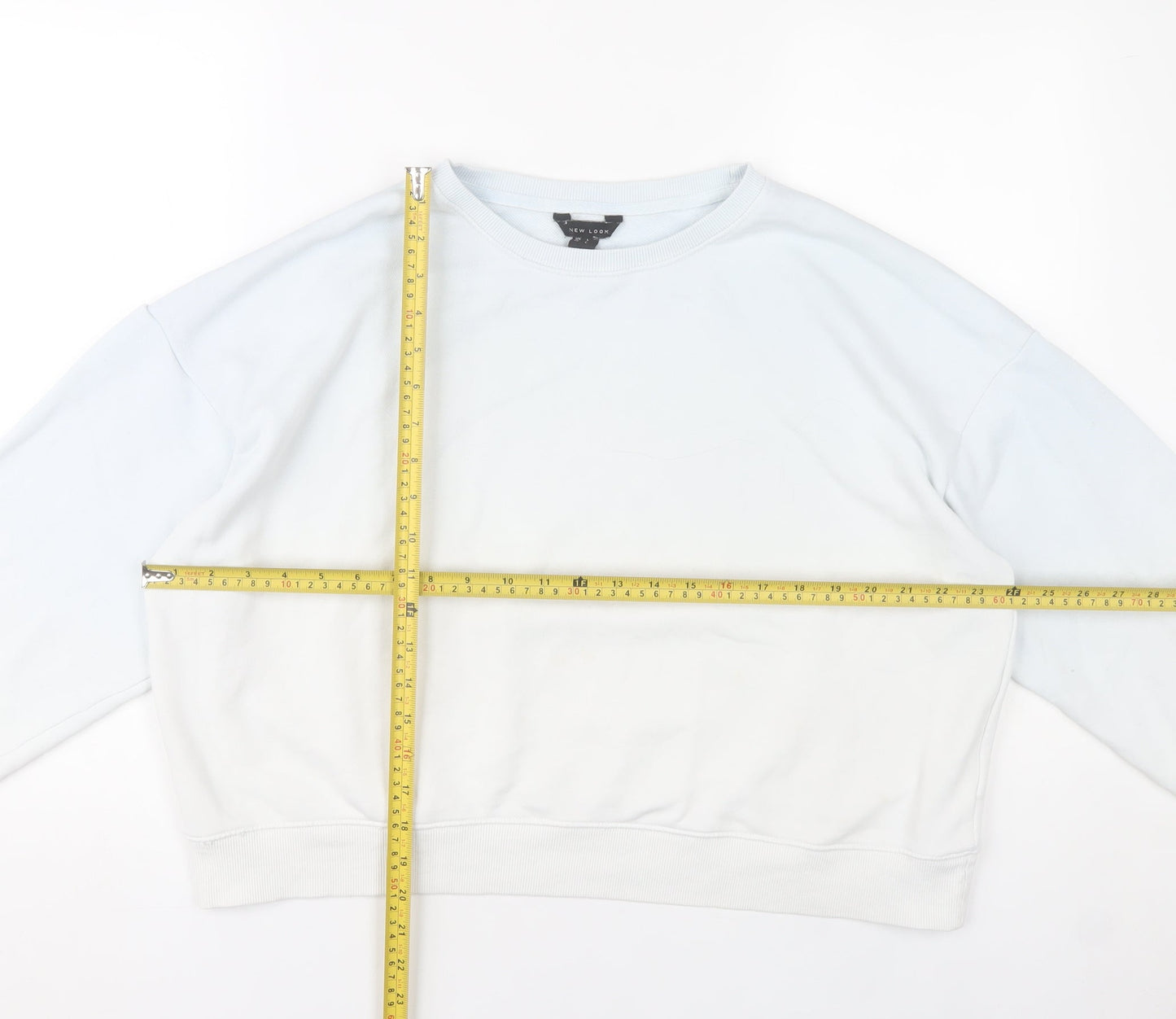 New Look Womens White Sweatshirt UK L Pullover Long Sleeve Cotton Blend