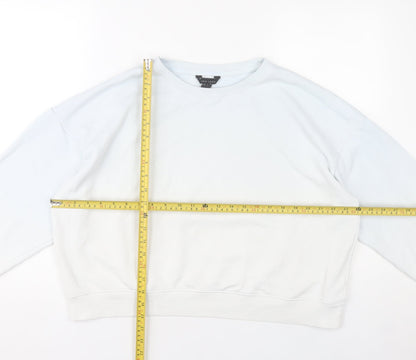 New Look Womens White Sweatshirt UK L Pullover Long Sleeve Cotton Blend
