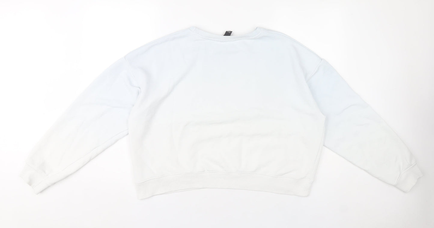 New Look Womens White Sweatshirt UK L Pullover Long Sleeve Cotton Blend