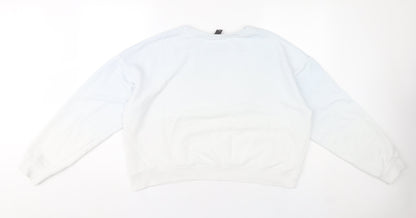 New Look Womens White Sweatshirt UK L Pullover Long Sleeve Cotton Blend