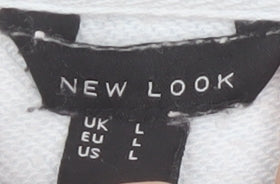 New Look Womens White Sweatshirt UK L Pullover Long Sleeve Cotton Blend