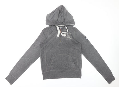 SoulCal & Co Womens Grey Hoodie Size 12 Pullover 1/4 Zip Logo