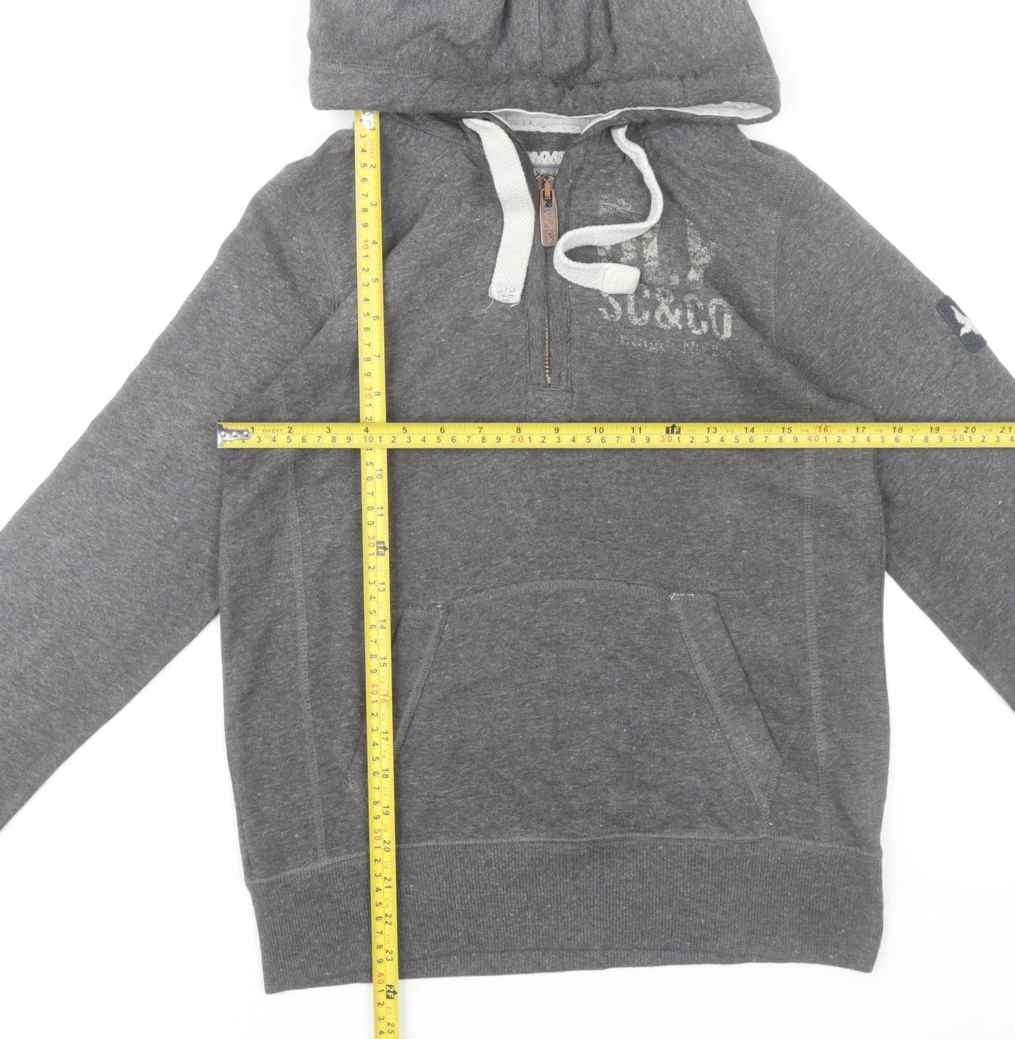 SoulCal & Co Womens Grey Hoodie Size 12 Pullover 1/4 Zip Logo