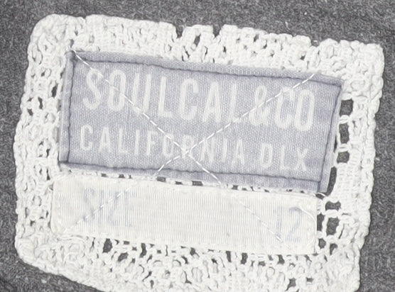 SoulCal & Co Womens Grey Hoodie Size 12 Pullover 1/4 Zip Logo