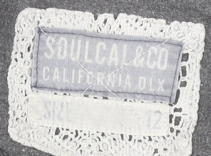 SoulCal & Co Womens Grey Hoodie Size 12 Pullover 1/4 Zip Logo